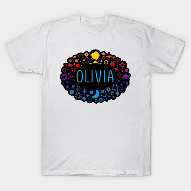 Olivia name with stars T-Shirt by WildMeART